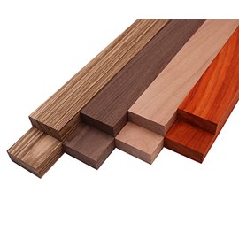 Barrington Hardwoods Imported Exotic Hardwood Variety Pack - Zebrawood, Walnut, Padauk, Okoume - 3/4" x 2" (8 Pcs) (3/4" x 2" x 12")