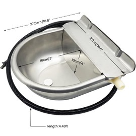 Stainless Steel Automatic Heated Water Bowl with Float Valve Water Trough Pet Thermal-Bowl for Livestock Cattle Dog Goat Pig Horse