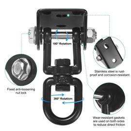 M METERXITY 360° Swivel Swing Hangers, 1200 LB Capacity Stainless Steel Hammock Hanging Kit Swing Hook for Ceiling/Chair/Yoga/Punching Bag/Gym/Playground, Ceiling Mount Swing Bracket [Black]