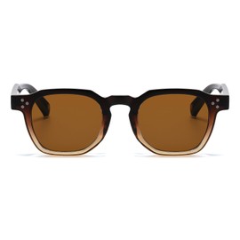 Gleyemor Fashion Square Sunglasses for Men Women Trendy Retro Sunglasses UV400 Protection Shades (Gradient Brown/Brown)