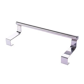 Kitchen Towel Holder Over Cabinet Door Tea Towel Hanger, Door Hook for Universal Fit on Inside or Outside of Cupboard Doors, Stainless Steel - Chrome (23CM)