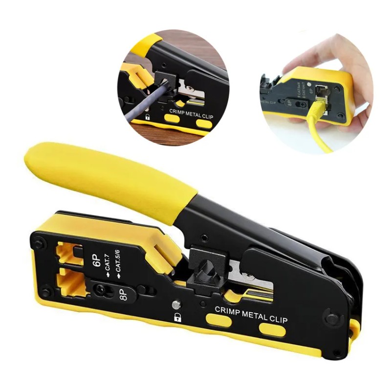 Crimpadora Para Conectores Pasantes Rj45 Cat7 Cat6 Cat5 Rj11