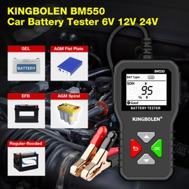 KINGBOLEN BM550 6V 12V 24V Car Battery Tester, 100-2000 CCA Voltage Tester 2Ah-220Ah Internal Resistance Tester Accurate Digital Auto Battery Analyzer for Cars Trucks SUV ATV Boats Motorcycles Vehicle