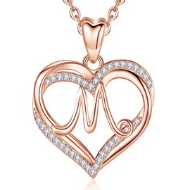 INFUSEU Initial Necklaces for Women Letter M Pendant Rose Gold Jewelry Unique Birthday Gifts for Her