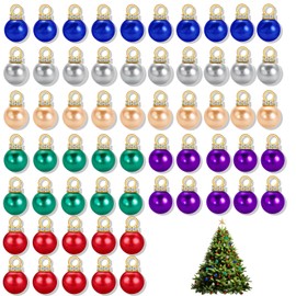 60 Pcs 6 Colors Small Christmas Baubles, Small Baubles, Mini Baubles for Small Tree, Mini Baubles for Crafts, Mini Christmas Tree Decorations, Multicoloured Christmas Baubles (Mixed Color)