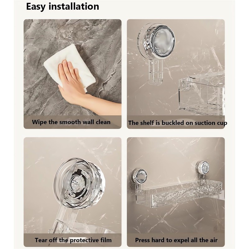 Corrugated Suction Cup Storage Holder Corner Shower Caddy Large Organizer