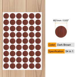 HARFINGTON 2 Sheets Screw Hole Covers Stickers 21mm 54 in 1 Self Adhesive Screw Covers Caps Waterproof Dustproof Sticker PVC for Wall Cabinets Desk Screws Furniture Repairing, Amber