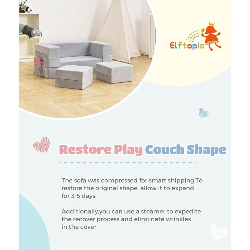 Elftopia Modular Kids Sofa,Toddler Couch Foam Armchair for Kids, Children