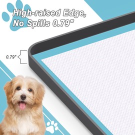 Pee Pad Tray Holder for Dog,Silicone Dog Puppy Pad Holder,24" x 24" No Spill Raised Lip High Edge Leak-Proof Mat Holder for Training Pads,Square Potty Trays for Floor Protection Complimentary 6 Clamps