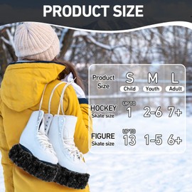 Gemscream Ice Skate Guards Fuzzy Ice Skate Soakers Skate Guards Hockey Soakers for Figure Skates Skate Guards for Girls Boys Youth Women Men Adult(M Size,Black)