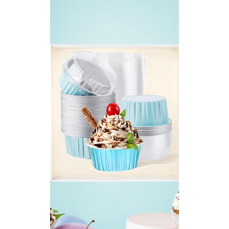 30-Pack Aluminum Pans with Lids - 5oz Foil Baking Cups