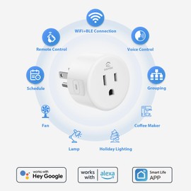 EIGHTREE Smart Plug, Smart Home WiFi Outlet Compatible with Alexa & Google Home, Smart Socket with Remote Control & Timer Function, 2.4GHz WiFi Only