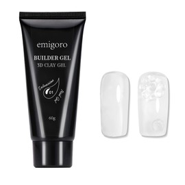 emigoro Length Gel Nail Polygel, Clay Gel, 2.1 oz (60 g), Fixed Parts, 3D Parts, 3D Parts, Viscosity Nails, UV/LED Light Compatible, For Beginners (Clear Polygel)