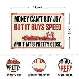 Boewywh Vintage Car Funny Metal Tin Sign Wall Decor, 8x12 Inch