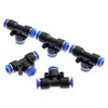 5pcs T-junction PE6 Pneumatic Air 3 Way Quick Fittings Connector
