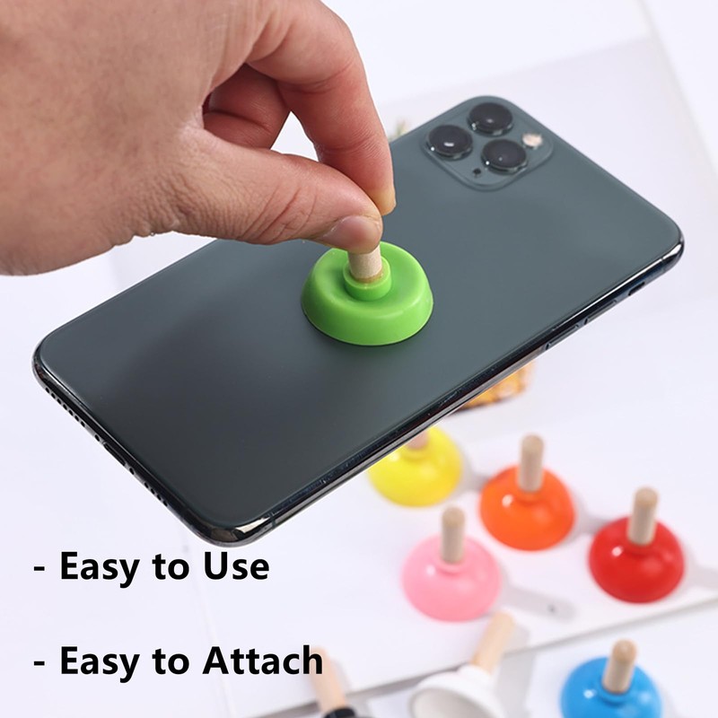 6 Pcs Tiny Toilet Plunger Shape Phone Holder Mini Sucker