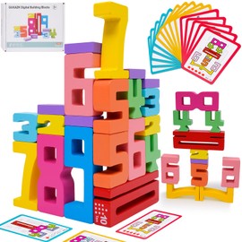 20PCS Wooden Number Building Blocks Stacking Toys for 3+ Years Old Kids,Math Learning Games Digital Building Blocks 1-10,Balance Competition Toys,Birthday Party Favors for Boys Girls