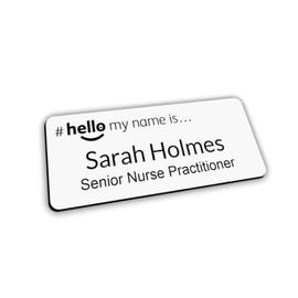 Customised Print Hello My Name is Badge White/Black 76 x 32 mm Dementia Friendly Doctor Student Doctor GP Healthcare Assistant Nurse Practitioner Clinical Medical