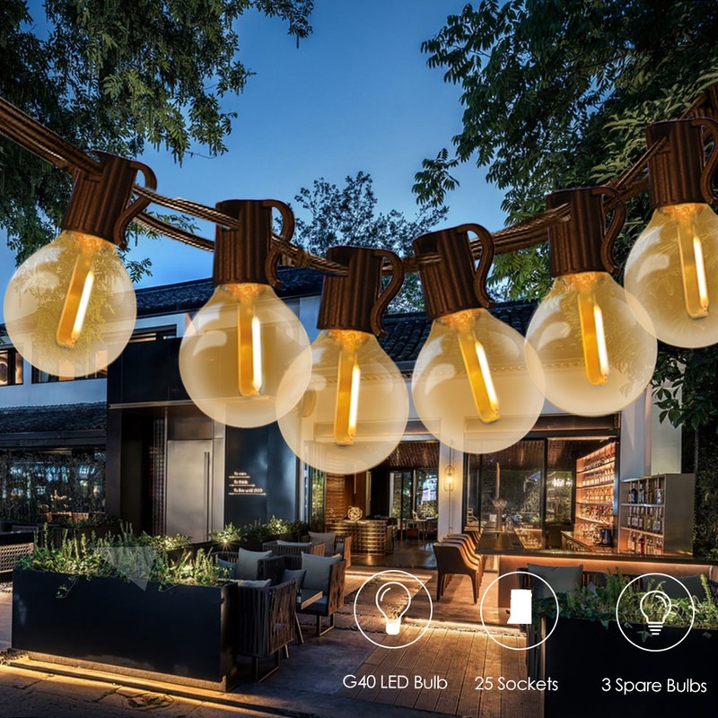 Tomshine 12m/39.37ft E12 Base G40 LED String Light with 25