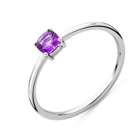 MIORE Solitaire Women's Ring | Genuine 9 Carat (375) White Gold | with Amethyst of 0.23 Carat | Skin-friendly Women's Jewellery Gold | Jeweller Jewellery, Gold, Amethyst