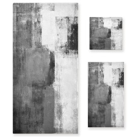 MATEKULI Blue Eucalyptus Bath Towel Set, 3 Piece Watercolor Blue Leaf Floral Spring Set, Absorbent Microfiber Decorative Towels for Hair, Face