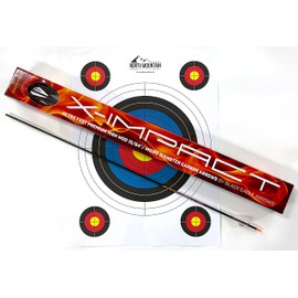 Black Eagle Arrows X-Impact Crested Fletched Arrows with 2 inch Vanes - .001 Straightness, 400 Spine - 6 Pack - with Target