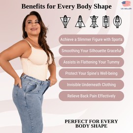 Latex Waist Trainer For Women - Beige Underbust Corset Top - Waist Cincher Shapewear - Body Shaper (2XL, Beige)