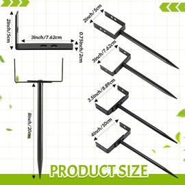 Otoolling 4 Pack Rainwater Downspout Bracket with Strap, Heavy Duty Adjustable Size Downpipe Bracket, Metal Gutter Downspout Holder Stake Stable Support, Easy Install, for Lawn Yard Industrial (Black)