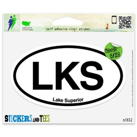 LKS Lake Superior Oval Vinyl Car Bumper Window Sticker 3" x 2"