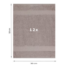Betz Pack of 12 Guest Towels PALERMO 30x50 cm 100% Cotton (stone)