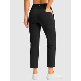 SANTINY Women's Pants with 3 Pockets 7/8 High Waisted Stretch Ankle Pants for Women Golf Casual Travel Athletic Work(Black_S)