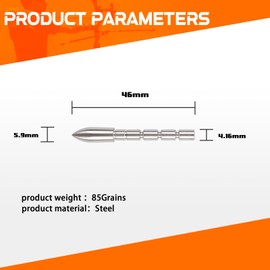 YLS Archery Field Points 85/100/120 Grain Insert Points Archery Bullet Points Target Practice Tips for ID 4.2mm Shaft(Pack of 12)