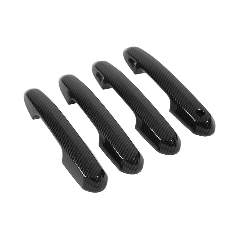 4pcs Gloss Black Carbon Fiber Style Exterior Door Handle Cover
