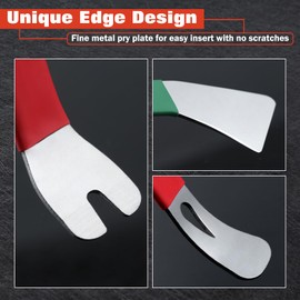 LEONTOOL 2 PCS Auto Trim Removal Tool Kit, Stainless Steel Metal Pry Tool Car Trim Removal Tool, No-Scratch Pry Bar Car Clip Removal Tool for Car Interior Door Panel, Dashboard, Clips, Baseboard