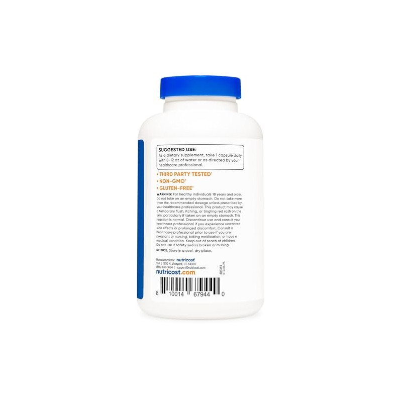 Nutricost Niacin (Vitamin B3) 500mg, 240 Capsules - with Flushing,
