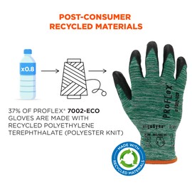Ergodyne ProFlex 7002-ECO Work Glove, Recycled PU Coated Palms Gloves, Post Consumer Materials, 15 gauge