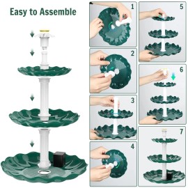 AISITIN 3 Tiered Bird Bath Solar Power Fountain Submersible Floating Water Pump NEW - Green