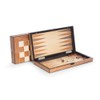 Bey-Berk Lacquer Finished Brown Wood Backgammon & Chess Set