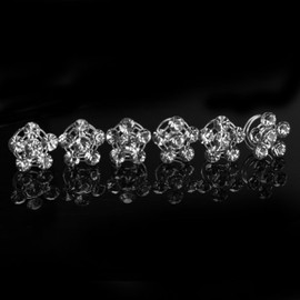 Silver Rhinestone Floral Twist Spiral Bridal Wedding Hair Pin - Set Of 6