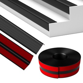 Pluden Stair Edge Trim,Vinyl Rubber Stair Nosing, Non-Slip Self Adhesive Stair Edge Protector Suitable for Indoor/Outdoor Stairs, Non-Slip and Waterproof