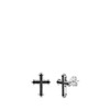 Sterling Silver Cross Stud Christian Earrings Oxidized Gothic Cross 925