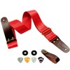 MUSILY Guitar Strap, Modern Embroidery Cotton & Extended Leather Ends
