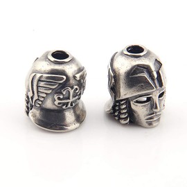 Paracord Bead Hand-Casted Metal DIY Paracord Beads Pendant Charms EDC Accessories for Custom Bracelet Knife Lanyard Zipper Pull - Handmade Paracord Charms Supplies Crafts (E-Silver)