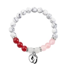 PLITI Pregnancy Gift Mom To Be Gift New Mom Gift Pregnancy Announcement Gift Baby Feet Bracelet For First Time Mom (feet bead bgU)