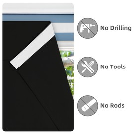 Easy-Going French Door Curtains, Thermal Insulated Privacy Blackout Door Window Tie up Curtains for Entryway Front Door, 2 Panels, 26x68 inch, Black