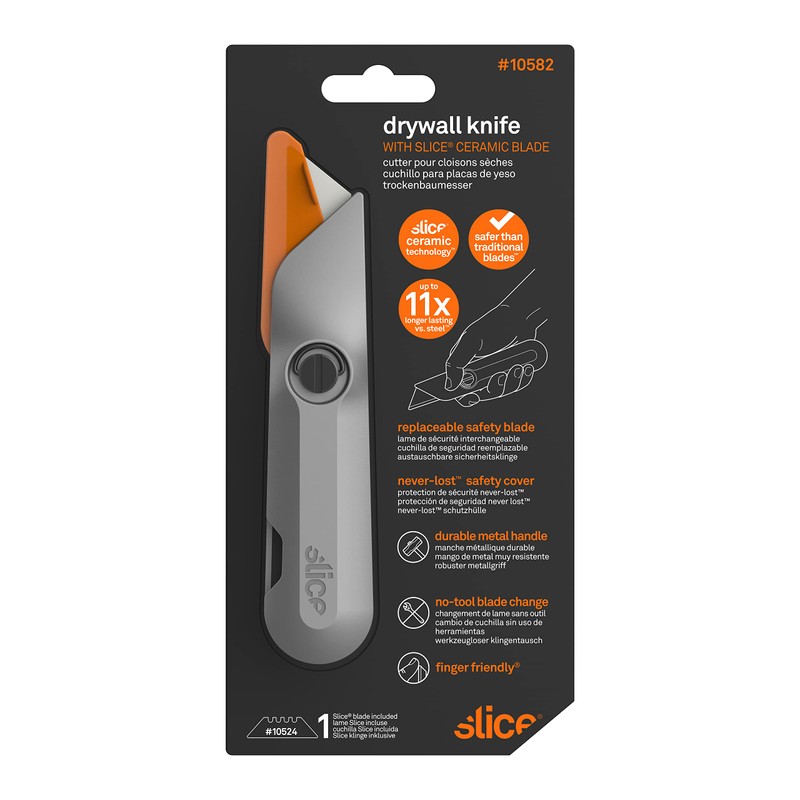 Slice 10582, Drywall Knife, Ergonomic Aluminum Handle for Easier Cuts,