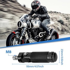 Lnopever Motorcycle Footrests, M8 Motorcycle Foldable Footrests, Foot Pegs for Motorcycles and Electric Cars, Compatible with 8 mm Lock (Pair, Black)