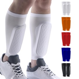 Norespnea Soccer Shin Guards, Soccer Shin Guard Pads for Youth Adult, Soccer Protective Equipment for Boys and Girls-White(L)