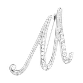 PATIKIL Letter Brooch Pins, Initial Letter m Rhinestone Broaches Metal Crystal Alphabet A-Z Lapel Pin for Women Jewelry Gift Suit Clothes Hat Dress Coat Craft, Silver Tone