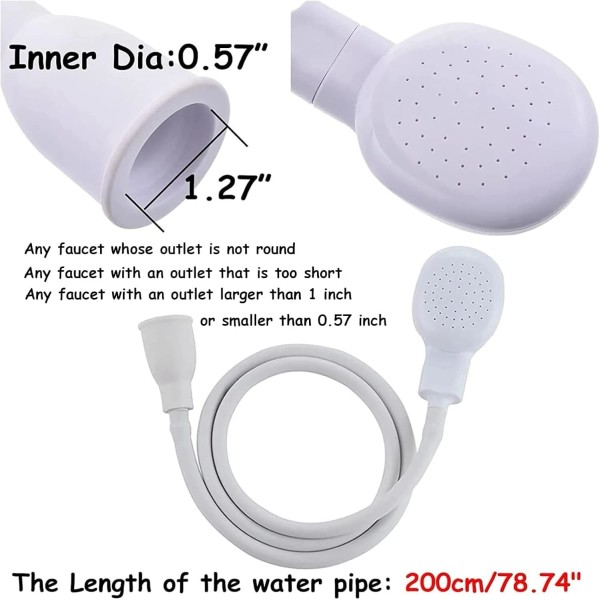 2m Sink Spray Rubber Hose Portable Shampoo Sprayer Handheld Pets